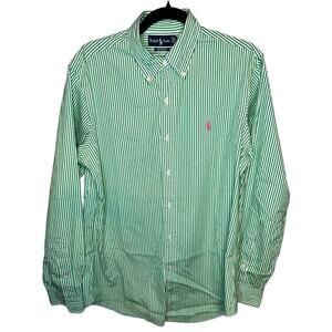 POLO RALPH LAUREN Green Striped Button Down|St. Paddy’s|Preppy Old Money-Size M